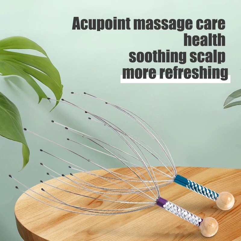 Head massagers arranged on a table for acupoint scalp care