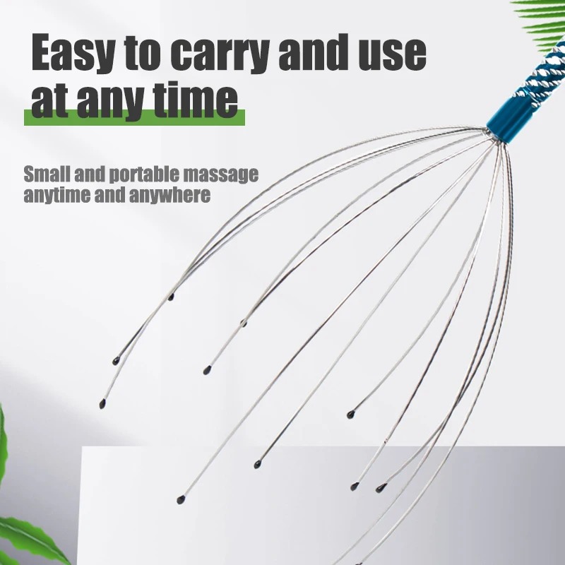 Portable wire head massager with wooden handle
