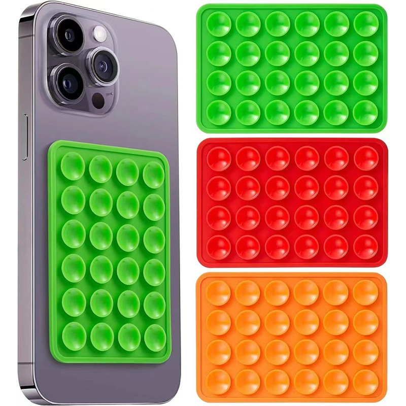 Silicone phone grip attached to a smartphone