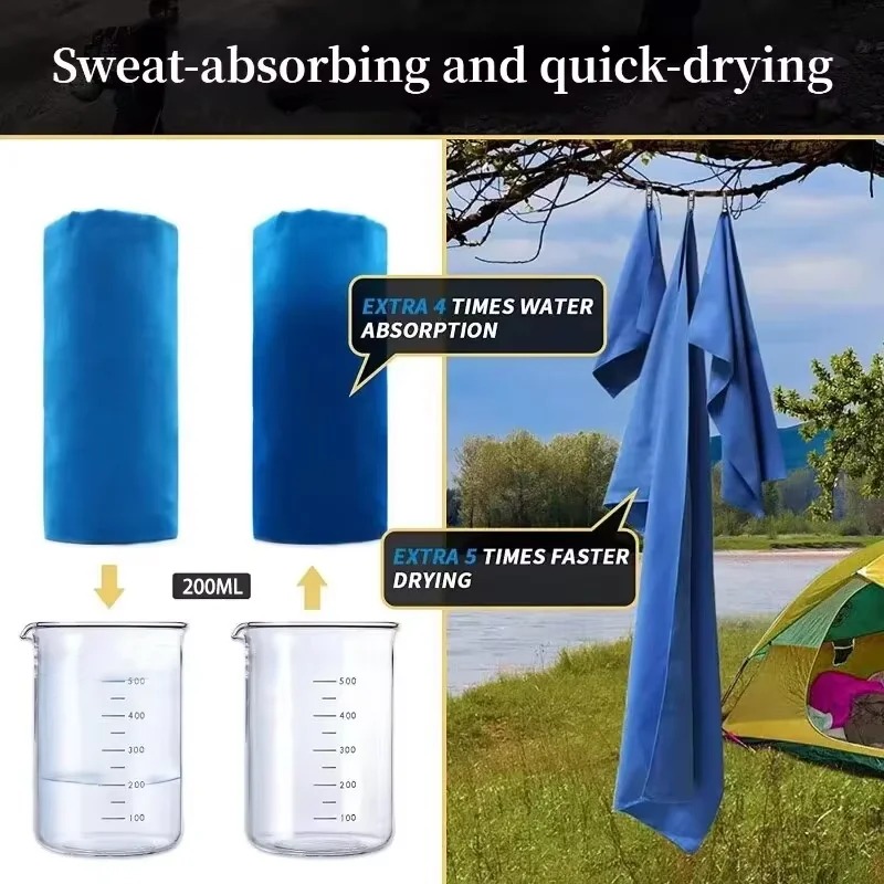 Microfiber towel demonstrating high water absorption and fast drying
