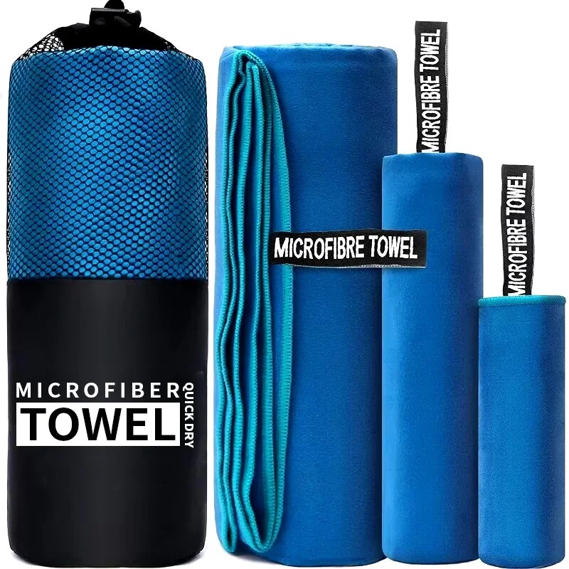 Microfiber towel and storage bag product set